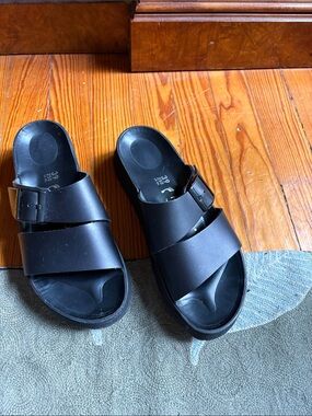 Women’s Black Slide Papillio Birkenstock Sandals with Buckle Strap